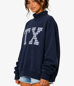 Women’s Oversized <b>Turtleneck</b> Sweatshirt 100% Cotton Short Sleeve Solid Color Casual Winter Pullover Wholesale - Product Image 2