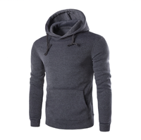 Sweater Hoodie Pria Abu-abu Arang Bahan Campuran Katun, Hoodie Atletis dengan Saku Depan, Kasual OEM ODM