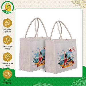 Sac fourre-tout personnalisé écologique |   Sacs en toile de jute avec impression d'image de paysage et poignée tressée, provenant d'un fournisseur indien - Product Image 2