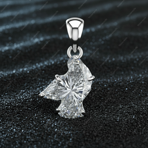 Pendentif de luxe personnalisé en moissanite taille papillon, en argent sterling 925, or blanc massif 10K 14K 18K, avec breloque solitaire en diamant - Product Image 2