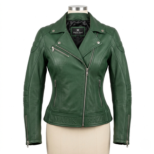 Minimalist Ladies Leather Motorcycle <b>Jacket</b> - Lightweight <b>Racing</b> Protection - Product Image 6