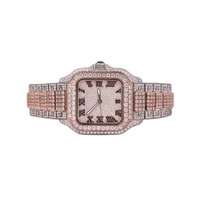Reloj de Lujo para Mujer con Moissanita, Acero Inoxidable, Cuarzo Analógico, Cuadrado, Números Romanos, Cristal de Zafiro, Hebilla, 41mm, Automático