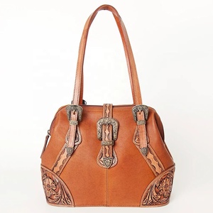 High Quality Genuine Leather Bohemian Floral Hand Tool Tote Bag <strong>Custom</strong> Color &amp; <strong>Pattern</strong> Women Casual Wholesale Ready Stock India - Product Image 2