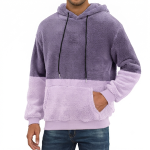 Sweat-shirts à capuche pour homme en tissu polaire tricoté polyester/coton, coupe classique, 280g, avec poche - Product Image 1