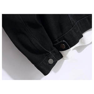 Chaqueta de Mezclilla Negra para Hombre, Estilo Casual, Cuello Camisero, Cierre de Botón, Algodón Lavado, Corte Regular, Estilo Otoñal - Product Image 6