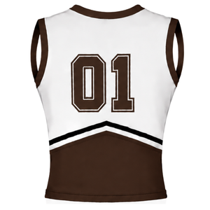 Ensemble d'uniforme de cheerleading marron, haut sans manches à col en V, jupe plissée, tenue de danse pour équipe sportive, entraînement, compétition, performance - Product Image 4