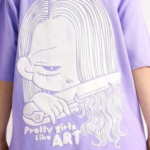 T-shirt uni surdimensionné pour femme, manches courtes, décontracté, printemps, coton, coupe classique, écologique, personnalisable, respirant, séchage rapide - Product Image 5