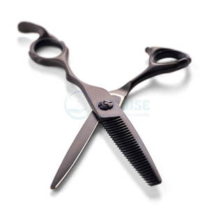 Tijeras de Entresacar Ergonómicas Ergo Diamond en Negro Mate, Acero Inoxidable de Alta Calidad, Mango Ergonómico para Peluquería Profesional - Product Image 6