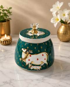 Metal Dry Fruit <b>Jar</b> with Elegant Carved Details for Dry Fruits, Nuts, and <b>Sweets</b> Storage - Product Image 3