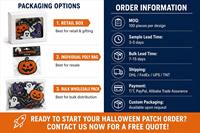 Ensemble de patchs brodés personnalisés pour Halloween, pack cadeau, collection de badges thermocollants pour vêtements, vestes, sacs, décoration DIY, fournisseur OEM