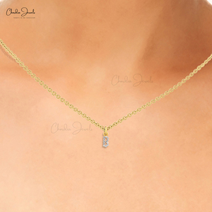 Colgante de Plata de Ley 925 con Letra B, Circonita Blanca Redonda Natural de 0.9MM, Colgante con Inicial, Joyería de Alto Brillo para Mujer - Product Image 3