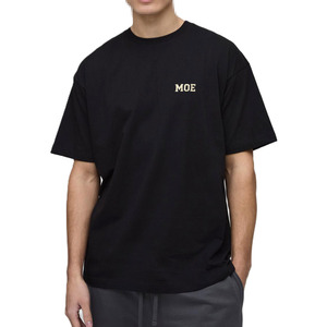 Camiseta de hombre al por mayor de marca privada, negra, de corte holgado, de algodón personalizado, con logotipo en el pecho, proveedor OEM al por mayor - Product Image 1