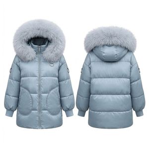Custom Ice Blue Women's Polyester Quilted Puffer Jacket <b>Fur</b> <b>Trim</b> Hood Long Winter Coat Padded Outerwear - Product Image 3