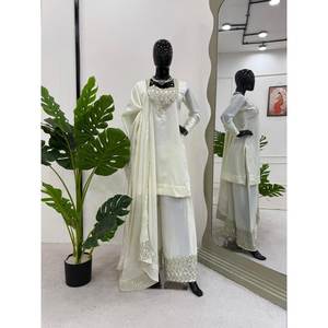 ชุดออกแบบบนล่างและ dupatta ขนาด XL โดยมีด้ายและลำดับการทำงาน - Product Image 2