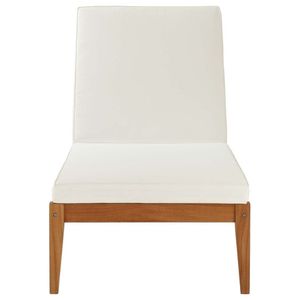 Chaise longue Miro en teck massif WoodgrandLiving, moderne, pour l'extérieur, avec dossier inclinable manuel et coussin en éponge, pour la plage, le jardin, la terrasse - Product Image 2