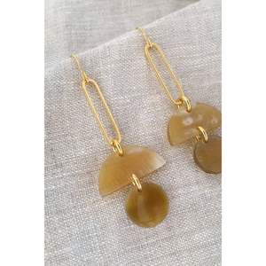 Boucles d'oreilles en corne de buffle, bijoux de luxe faits à la main, pour les fêtes, accessoires de mode en cristal - Product Image 1