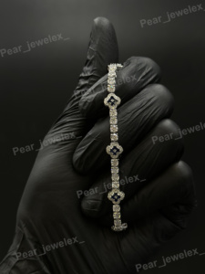Luxury VVS Moissanite Tennis <b>Bracelet</b> Black Color Stone Round Cut 925 Silver Women's Wedding <b>Bracelet</b> - Product Image 2