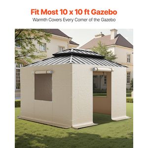 Copertura Invernale per Gazebo 10 x 10 piedi in PE ad Alta Densità, 4 Pannelli Laterali con Chiusura a Cerniera, Pareti Laterali per Gazebo con Tetto Rigido - Product Image 2