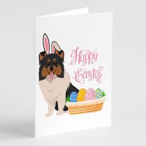 Tricolor Sheltie <b>Easter</b> Greeting <b>Cards</b> <b>Pack</b> of 8 Blank Note <b>Cards</b> with Envelopes A7 Size 5x7 Whimsical Design - Product Image 1