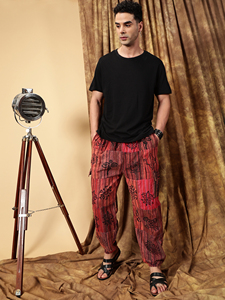 กางเกงขายาวผ้าฝ้าย100% สำหรับผู้ชายแบบเย็บปะติดสไตล์เนปาลใส่สบายสวมใส่อยู่บ้านแบบบอลลูนชุดใส่นอนสีล้วน - Product Image 2