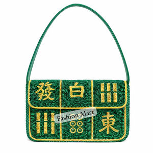 Bolso de Mano con Cuentas de Mahjong Coloridas, Bolso de Hombro de Diseño Hecho a Mano con Fichas de Mahjong, Bolso de Fiesta para Mujer - Product Image 1