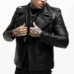 Veste en cuir pour homme à fermeture éclair frontale, service OEM, vente en ligne, prix abordable - Product Image 1