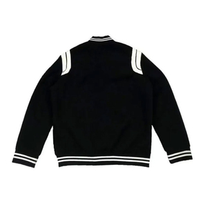 Veste universitaire noire pour homme, style preppy, en polyester tricoté, col rabattu, coupe classique, pour l'automne - Product Image 2