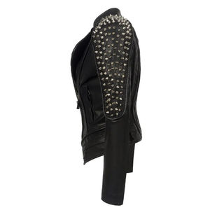 Custom Women's <b>Punk</b> Style Asymmetric Zipper Faux Leather Biker <b>Jacket</b> Autumn Windproof Casual Style <b>Punk</b> Rivets Studs Outer PU - Product Image 5