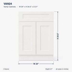 Custom 24 Inch <b>Bathroom</b> Vanity Base <b>Cabinet</b> White Shaker <b>Cabinet</b> Only Countertop Optional 2 Door OEM Vietnam Manufacturer - Product Image 6