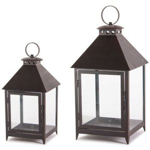 Farol Decorativo de Hierro y Vidrio Estilo Moderno para Interiores y Exteriores, Portavelas de Mesa con Vela de Pilar a Pilas - Product Image 4