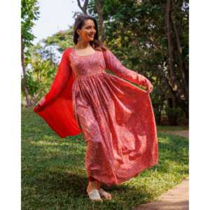 Conjunto de Traje de Manga Larga de Algodón Transpirable Color Naranja Miel Estilo Bohemio para Mujer, Talla XS - Product Image 1