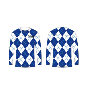 เสื้อเจอร์ซีย์แขนยาวแบบสั่งทำพิเศษ น้ำหนักเบา สำหรับนักกีฬา ลายอาร์ไกล์สีน้ำเงินและสีขาว ผู้ผลิตเสื้อผ้าขายส่ง - Product Image 1