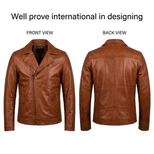 Premium 800 GSM Synthetic Sheep Skin Olive Green Biker Jacket Custom Embossed Logo <b>Stamped</b> Hardware Knitted Waterproof - Product Image 2