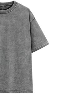Grey Washed Oversized T Shirt Men Cotton Vintage Acid Wash Streetwear Casual Summer Tee Custom Logo OEM Manufacturer Supplier - Product Image 3
