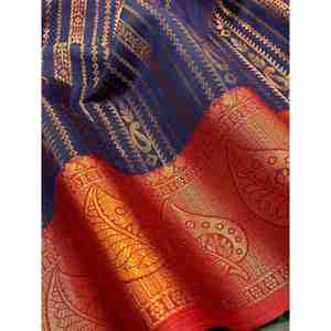 DERNIÈRE KUBERA KANJIVARAM ZARI TRAVAIL SAREE AVEC BLOUSE NON COUCHÉE VIOLET ApparelGarment - Product Image 2