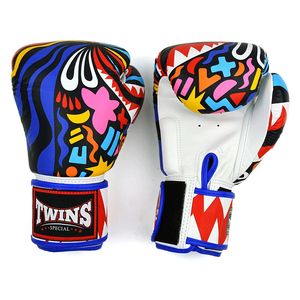 Nouveautés : Gants de boxe en cuir bleus personnalisables avec logo, à fermeture auto-agrippante, pour le kick-boxing et les arts martiaux - Product Image 1