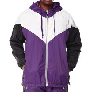 Ensemble de survêtement unisexe Hip Hop color block à capuche réversible léger streetwear violet noir blanc avec veste zippée à manches longues - Product Image 6