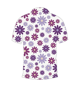 เสื้อโปโลพิมพ์ลายดอกไม้ลำลองสำหรับบุรุษแขนสั้นแฟชั่นฤดูร้อนคอปกสีม่วงลายดอกเดซี่ - Product Image 5