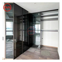 Porte en verre personnalisable d'usine d'armoires de cuisine à domicile de style européen-Porte de garde-robe en bois sans poignée peu encombrante étanche