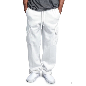 Men's <b>White</b> <b>Cargo</b> Sweatpants Elastic Waist Multiple Pockets Casual Style Breathable Cotton Autumn Wear - Product Image 3