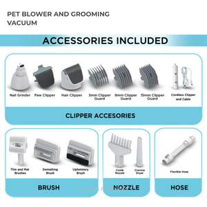เครื่องดูดฝุ่นและเป่าขนสัตว์เลี้ยงคุณภาพสูง 13-in-1 กำลังไฟ 1100 วัตต์ เสียงเบา เป็นมิตรกับสิ่งแวดล้อม พร้อมระบบทำความสะอาดตัวเอง สำหรับตัดขนสุนัขและกำจัดขน - Product Image 5