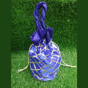 Multicolor Designer Gotta <b>Work</b> Satin <b>Bag</b> Handbag Potli <b>Bag</b> With Dudal Handle Embroidered Polti <b>Bags</b> for Wedding, Hldi Favors - Product Image 4