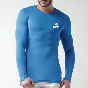 Custom Logo Printed Solid Casual <b>Compression</b> <b>Shirt</b> <b>Men</b> Slim Fit Long Sleeves Lightweight Eco-Friendly Breathable Polyester - Product Image 1