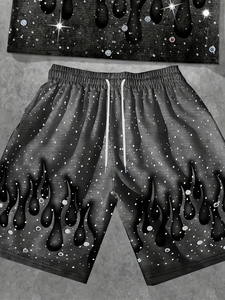 EM Private Label <b>Men</b> <b>Summer</b> Matching T Shirt Shorts Set Lightweight Cotton Casual Street Style Sportswear Gym Workout Outfit - Product Image 3