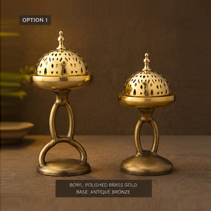 Elegante Juego de Quemadores de Incienso de Metal con Intrincadas Cúpulas Plateadas, Acabado en Cobre Antiguo, el Toque Moderno Perfecto para la Decoración del Hogar - Product Image 4