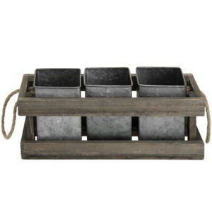 Porta utensilios de metal galvanizado estilo rústico, organizador de cubiertos de acero con asa, organizador redondo de metal para encimera de cocina o mesa de comedor - Product Image 4