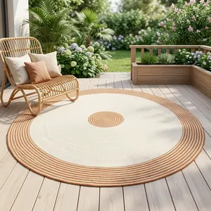 Alfombra Moderna para Exteriores de Poliéster Trenzado Cuadrado, Antideslizante con Respaldo de Látex, Reversible, Apta para Mascotas, Lavable, de Pelo Plano, para Patio o Terraza - Product Image 1