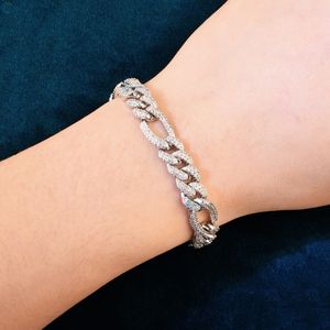 Pulsera de Eslabones Figaro con Diamantes Cultivados en Laboratorio Personalizada, Estilo Hip Hop, Pulsera Cubana Iced Out de 18MM - Product Image 6