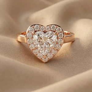 Anillo de compromiso con diamante cultivado en laboratorio con corte en forma de corazón VVS VS, anillo de promesa con halo de piedras múltiples para boda/aniversario para mujer - Product Image 4