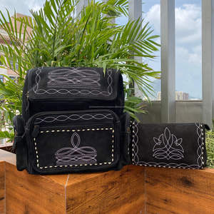 Vente en gros d'ensembles combo 2 pièces de grande capacité personnalisés sac à dos et étui à bijoux en cuir suédé véritable de luxe pour femmes - Product Image 3